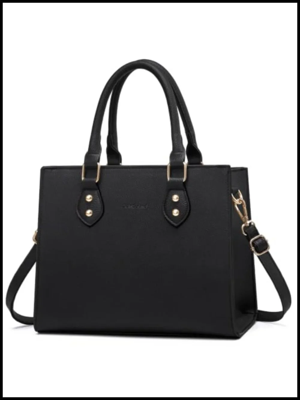 Vegan Leather Top Handle Satchel Crossbody Bag Multi-Compartment